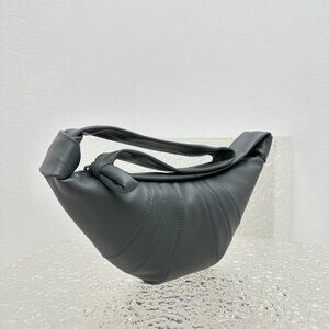 Leather Gray Small Croissant Bag